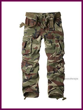 Women's Cotton Cargo Pants Straight Leg High Rise Outdoor Work
